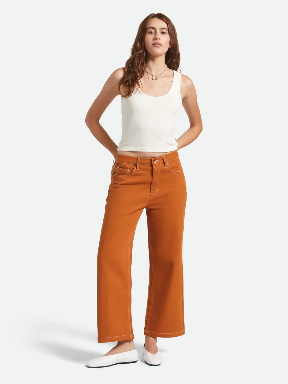 Brixton Wide-Leg High-Rise Pants in Burnt Orange